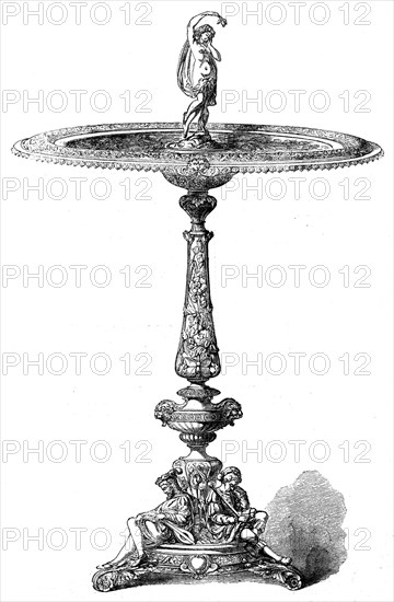 Silver repoussé table manufactured by...Elkington and Co., in the International Exhibition, 1862.  Creator: Unknown.