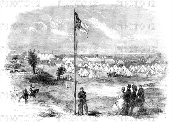General view of the volunteer camp on Ascot Heath, 1862.  Creator: Unknown.