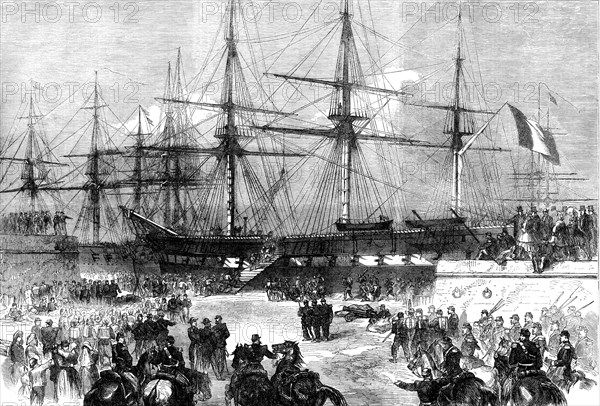 Preparations at Cherbourg for the departure of reinforcements for Mexico, 1862.  Creator: Unknown.