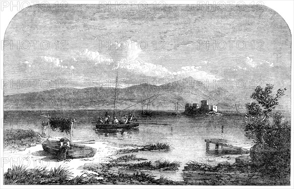 Freshwater fishes: angling in Scotland - an angling match on Loch Leven, 1862.  Creator: Mason Jackson.