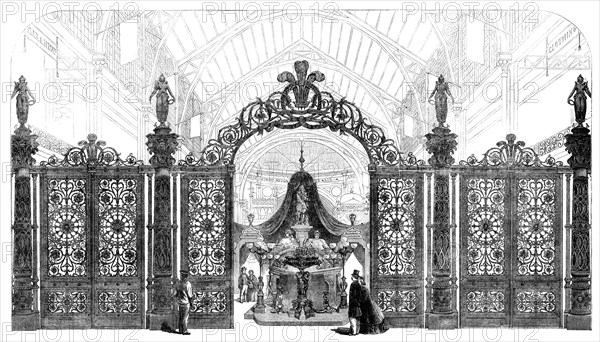 The International Exhibition: Coalbrookdale gates and court, 1862.  Creator: Unknown.