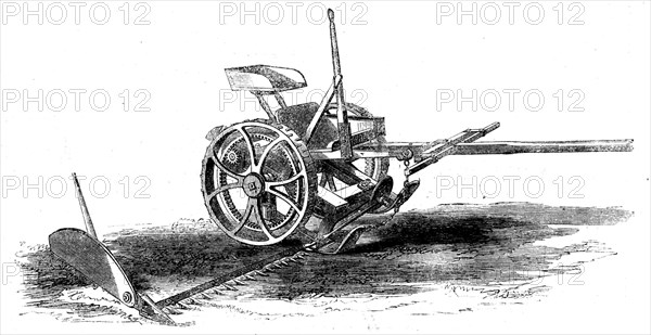 The International Exhibition: Cranston's Wood's grass-mowing machine, 1862. Creator: Unknown.