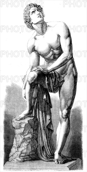 The International Exhibition:  "The Wounded Achilles", a plaster statue, by Carl Cauer, 1862. Creator: Unknown.