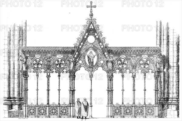 The International Exhibition: Hereford Screen, designed by G. G. Scott, R.A..., 1862. Creator: Unknown.