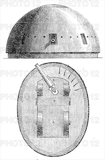 Smith's locomotive battery, 1862. Creator: Unknown.
