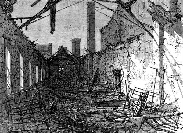 The fatal fire at the Liverpool Workhouse, Brownlow-Hill: ruins of the children's dormitory, 1862. Creator: Unknown.