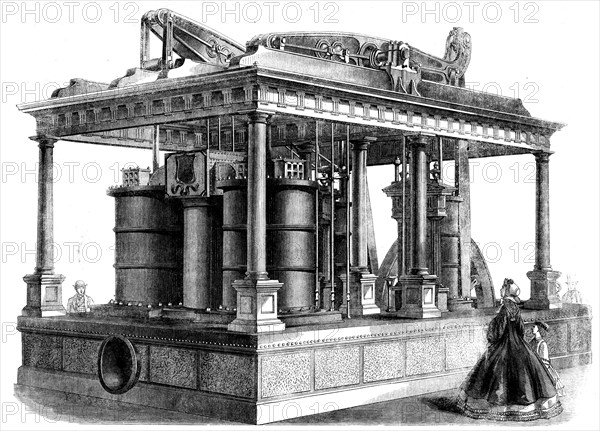 The International Exhibition: blast-engines by the Lilleshall Company, Shiffnal, Shropshire..., 1862 Creator: Unknown.