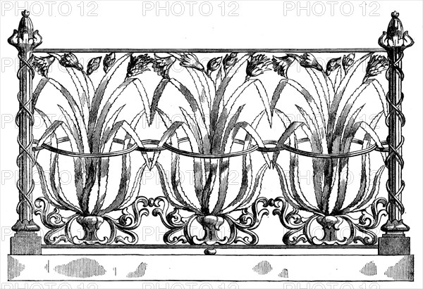 The International Exhibition: drawing-room balcony panel by W. Roberts..., 1862. Creator: Unknown.