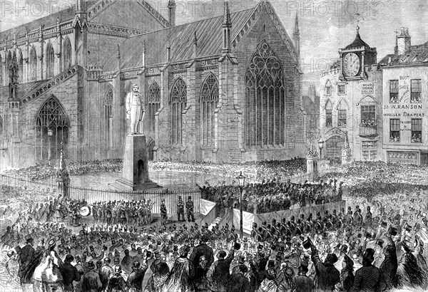 Inauguration of the memorial statue to Mr. Herbert Ingram, M.P.,…Boston, 1862. Creator: Unknown.