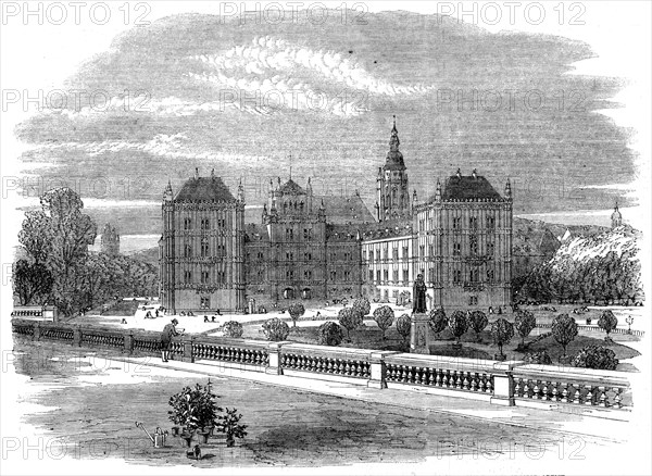 The Queen's visit to Germany: the Ducal Palace and Church of St. Moritz, Coburg..., 1862. Creator: Unknown.
