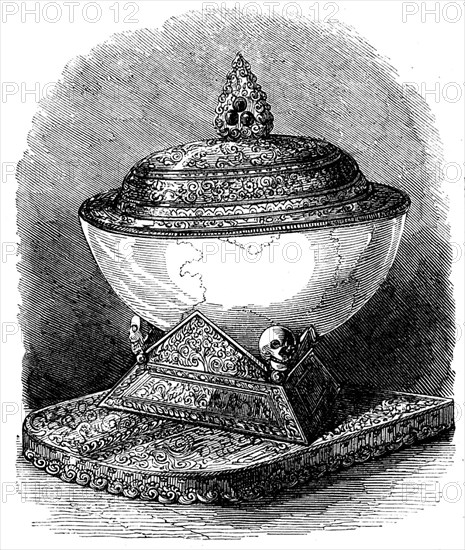The International Exhibition: drinking-cup formed from a human skull..., 1862. Creator: Unknown.