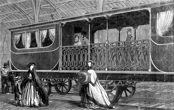 The International Exhibition: Belgian first-class railway-carriage, with smoking-saloon..., 1862. Creator: Unknown.