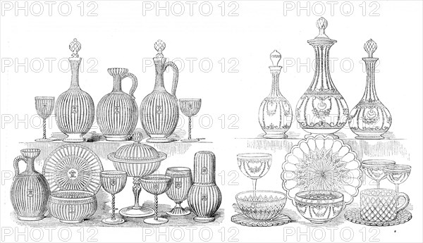 The International Exhibition: services in glass, by Pellatt and Co., 1862. Creator: Unknown.