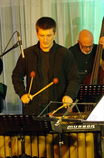 Jonny Mansfield, Stan Sulzmann’s Neon Orchestra, Watermill Jazz Club, Dorking, Surrey, Nov 2023. Creator: Brian O'Connor.