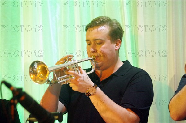 Tom Walsh, Stan Sulzmann’s Neon Orchestra, Watermill Jazz Club, Dorking, Surrey, Nov 2023. Creator: Brian O'Connor.