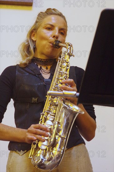 Aleksandra Topczewska, Gary Crosby Sextet, National Jazz Archive, Loughton, Essex, Oct 2023. Creator: Brian O'Connor.