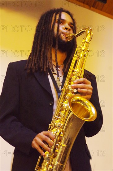 David Kayode, Gary Crosby Sextet, National Jazz Archive, Loughton, Essex, Oct 2023. Creator: Brian O'Connor.