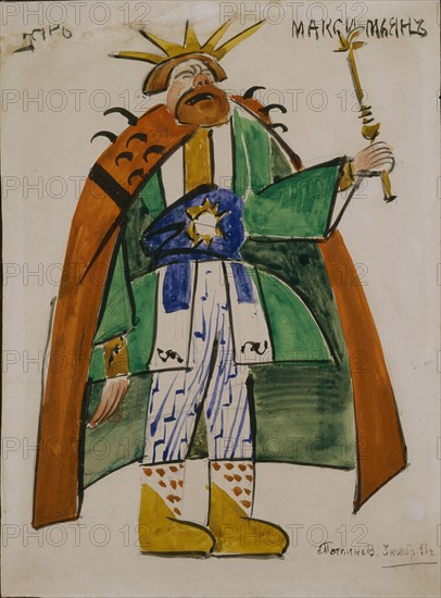 Tsar Maximilian. Costume design for the theatre play Tsar Maximilian by Aleksey Remizov, 1913. Creator: Tatlin, Vladimir Evgraphovich (1885-1953).