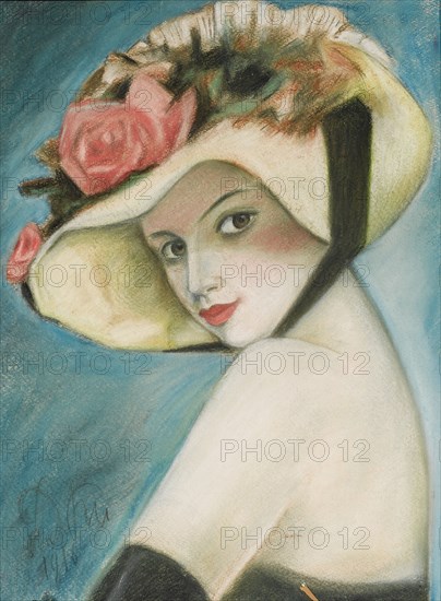 Lady in Hat, 1916. Creator: Della-Vos-Kardovskaya, Olga Ludvigovna (1875-1952).