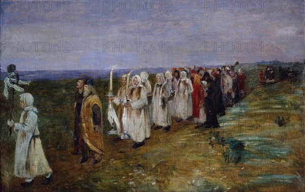 Easter procession. Artist: Malinin, Ivan Semenovich (1866-1952)