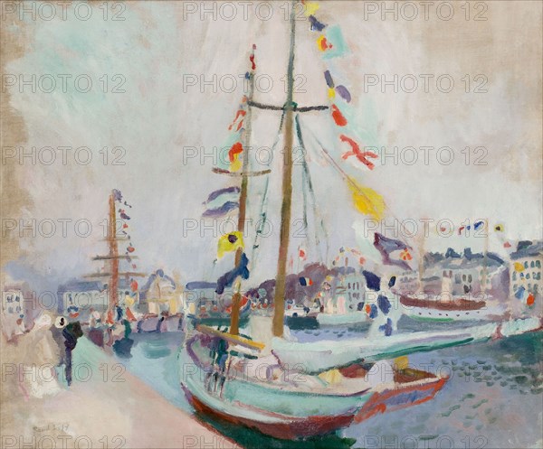 Yacht with Flags at Le Havre. Creator: Dufy, Raoul (1877-1953).