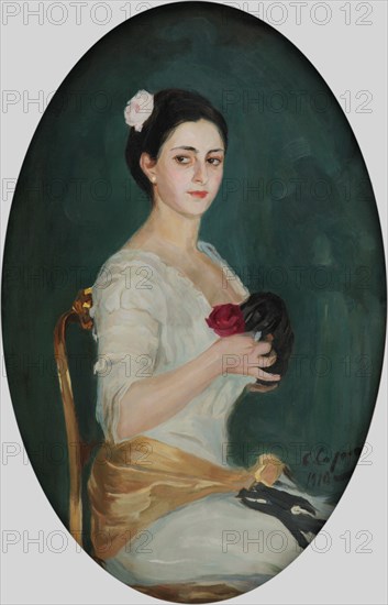 Lady with a Rose, 1910. Creator: Sorin, Saveli Abramovich (1878-1953).