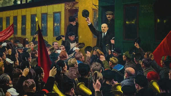 Lenin's Arrival at the Finland Station in Petrograd on April 16, 1917. Creator: Sokolov, Mikhail Georgiyevich (1875-1953).