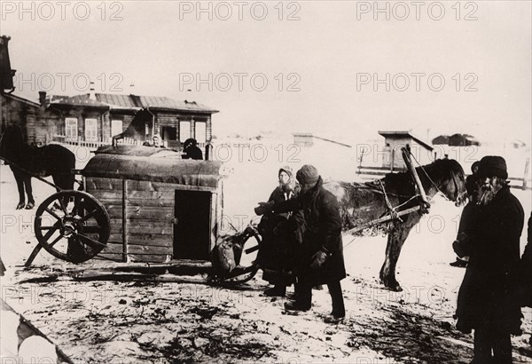 Sending peasant settlers to the place of permanent residence, 1890. Creator: Unknown.