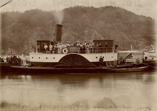 Walking on the steamer "Lieutenant Malygin" G.N. Fedotova and members of her group...,1897. Creator: Unknown.