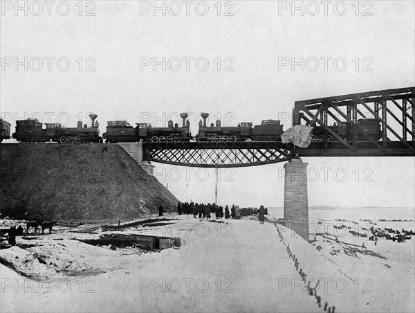 West-Siberian Railroad. Testing the First Section of the Bridge Across the Irtysh River, 1892-1896. Creator: Unknown.