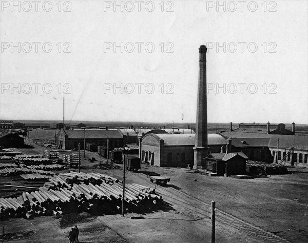 West-Siberian Railroad. Main Workshop of the Omsk Station. General View, 1892-1896 Creator: Unknown.