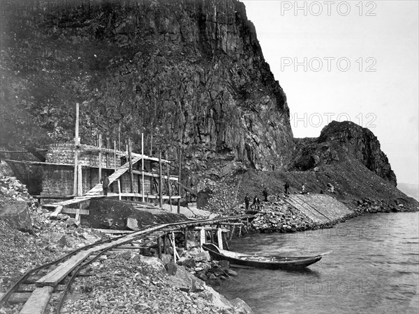 Support Wall and Railcut at Verst 11, 1900-1904. Creator: Unknown.