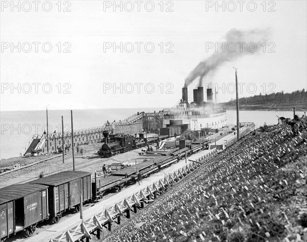 Ferry-Icebreaker "Baikal" at the Pier, 1900-1904. Creator: Unknown.