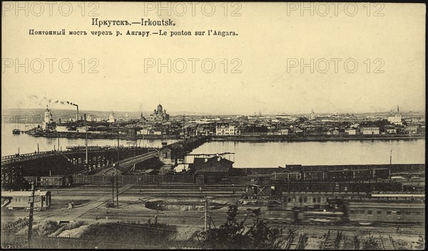 Irkutsk Pontoon bridge over the Angara River, 1904-1917. Creator: Unknown.
