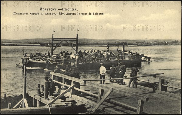 Irkutsk A pontoon across the Angara River, 1904-1914. Creator: Unknown.