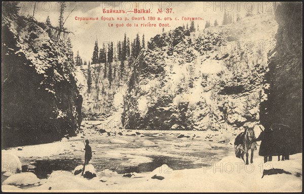 Baikal. A terrible ford on the Onote River, 180 versts from the village of Golumet, 1902. Creator: Unknown.