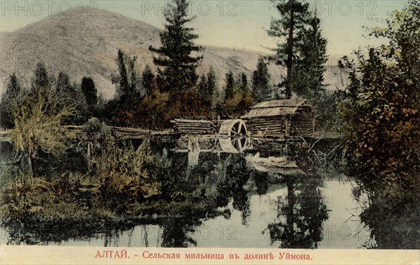 Water Mill in the Valley of the Uymon River, a Tributary of the Katun River, 1911-1913. Creator: Sergei Ivanovich Borisov.