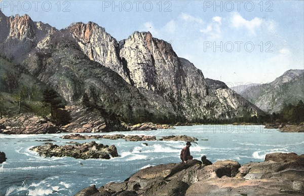 Rapid on the Katun River Above the Village of Chemal, 1911-1913. Creator: Sergei Ivanovich Borisov.