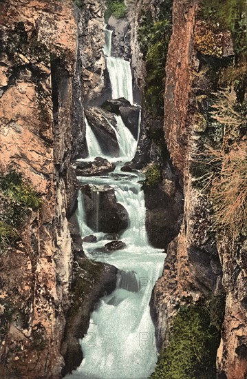 Cascade Waterfall near the Mouth of the Beltyr-Oek River, Left Tributary of the Katun..., 1911-1913. Creator: Sergei Ivanovich Borisov.