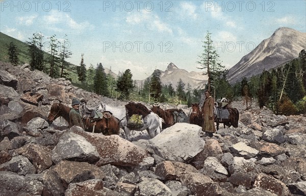 Path Along a Rock Field in the Valley of the Kuragan River, a Tributary of the Katun..., 1911-1913. Creator: Sergei Ivanovich Borisov.