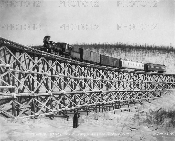 T.V.R.R. Bridge, head of Fox Gulch, 1916. Creator: Frank G. Carpenter.