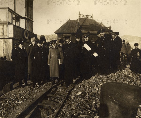 Work Inspection of the Vladivostok Commercial Port by the Maritime Governor-General..., 1917. Creator: Unknown.