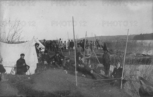 A Land-Management Expedition Camp on the Mrassu River, Near River Rapids, 1913. Creator: GI Ivanov.