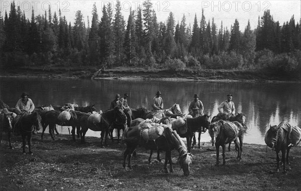 Caravan with Bread for the Expedition, Near the Ust'-Kabyrza Ulus, 1913. Creator: GI Ivanov.