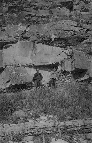 Near the Chileiskie Rocks, on the shore of the Mrassu River, Between Srednii Chilei..., 1913. Creator: GI Ivanov.