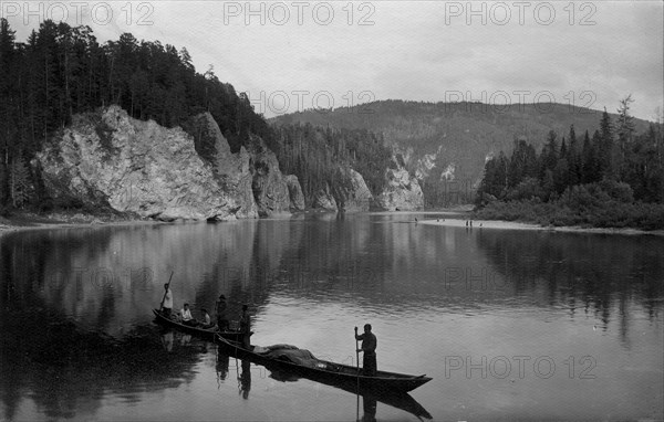 The Mrassu River, Above the Rapids Near the Saga Ulus, 1913. Creator: GI Ivanov.