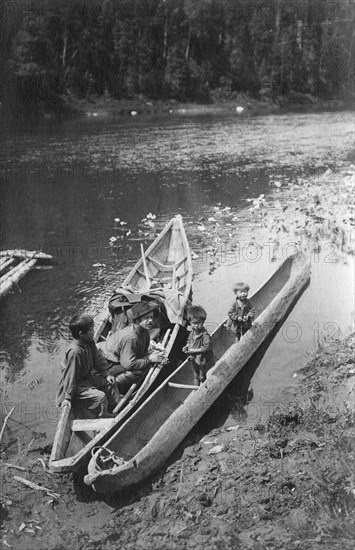 Boats on the Mrassu River, 1913. Creator: GI Ivanov.