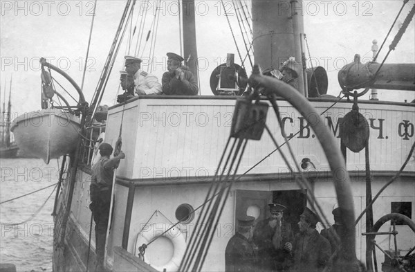 The Sailing Ship "Saint Martyr Foka", 1912. Creator: Nikolay Vasilyevich Pinegin.