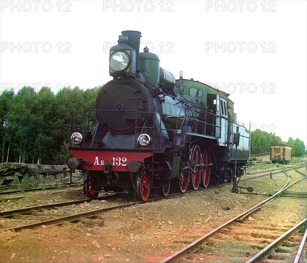 Steam engine "Kompaund" with a Schmidt super-heater, 1910. Creator: Sergey Mikhaylovich Prokudin-Gorsky.