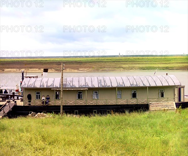 Barracks of the Ministry of Communication and Transportation, Oka River, 1912. Creator: Sergey Mikhaylovich Prokudin-Gorsky.